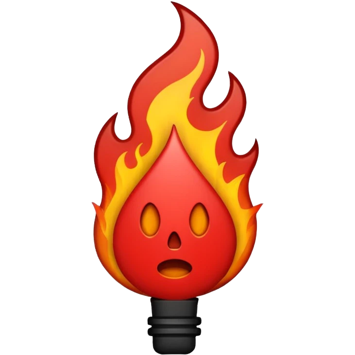 Minimalist emoji-style sticker of a bold exclamation mark surrounded by small flames or cracks. Black and dull red color palette, no outline.
 emoji