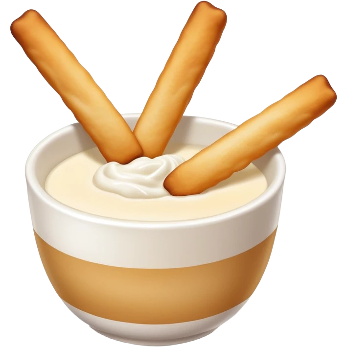 Soy milk and fried dough sticks Doujiang Youtiao in bowl and stick, simplified emoji style with bold outlines and bright colors, cartoon style traditional Chinese breakfast combo emoji