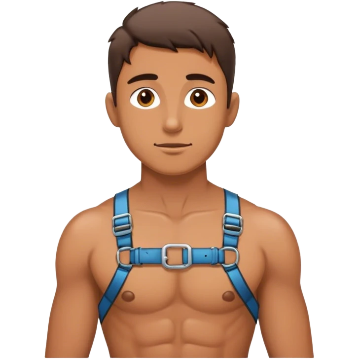Shirtless guy wearing harness emoji