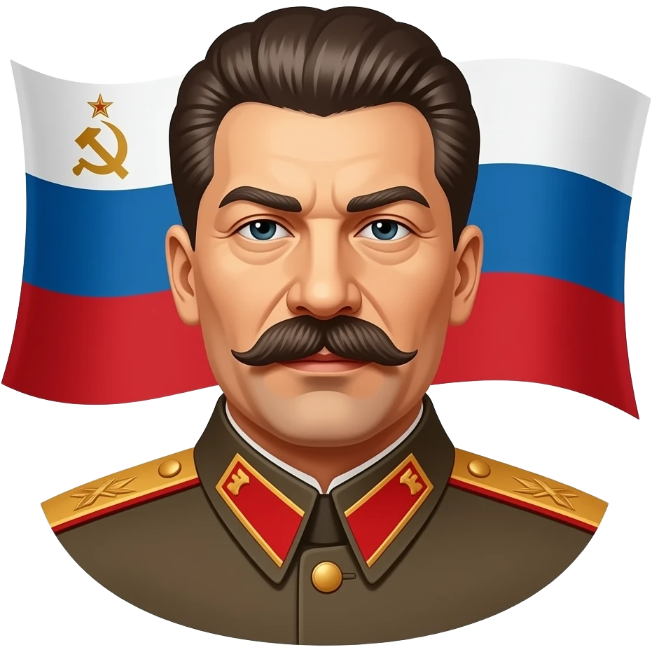 Joseph Stalin con bandera soviética de fondo emoji