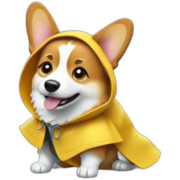 Corgi wearing a rain coat emoji