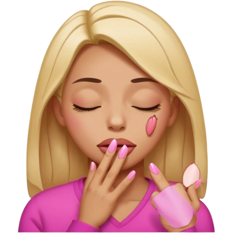 Pinch tongue closed eyes pink nails emoji