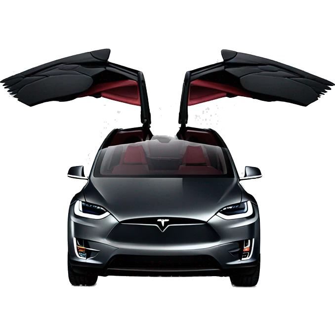 Black 2024 Tesla model x plaid with falcon wing doors open emoji