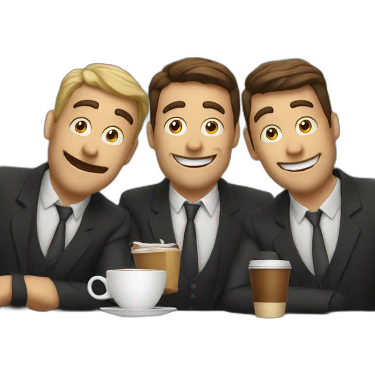 three men drinking coffee on bar emoji