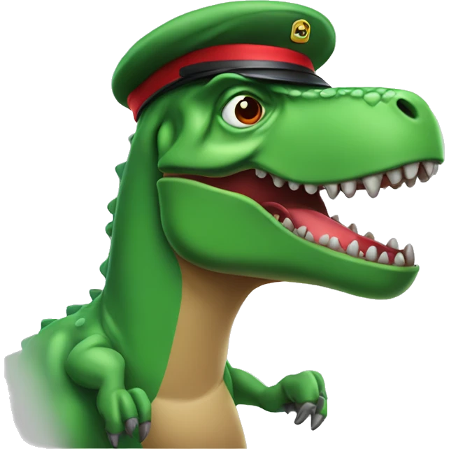 Green Trex wearing red beret and eyeglasses  emoji