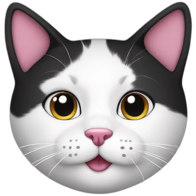 White and black cat with pink nose  emoji