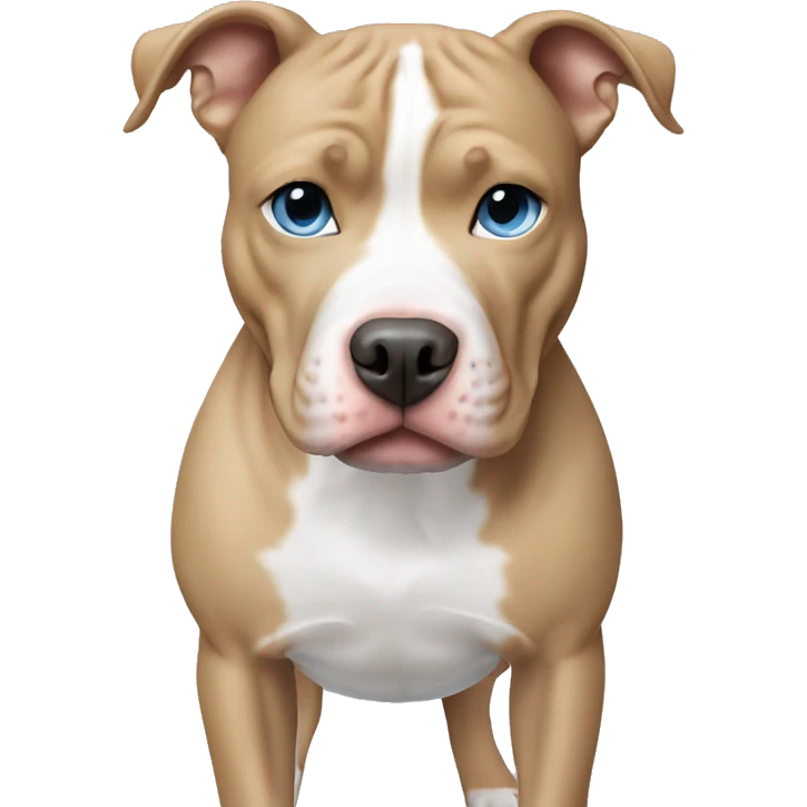 White and tan Pitbull with light blue eye emoji