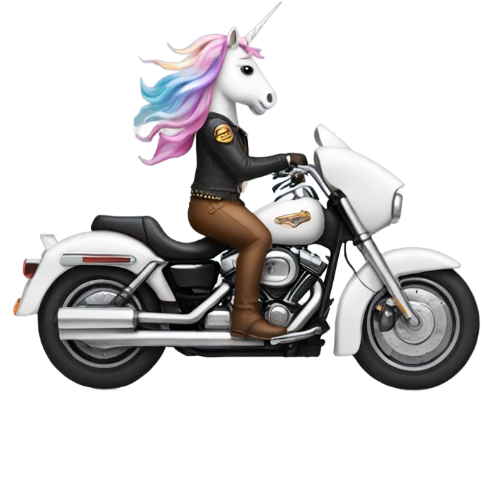 Unicorn riding a Harley Davidson  emoji
