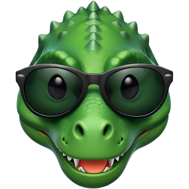 face of a dinosaur with black sunglasses on emoji
