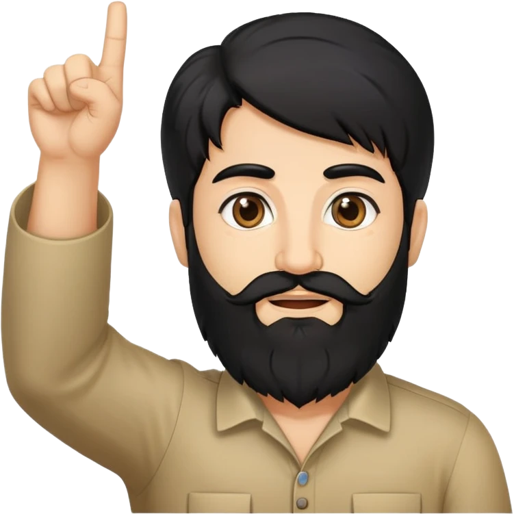 persian adult with black hair pointing upwards with beard emoji