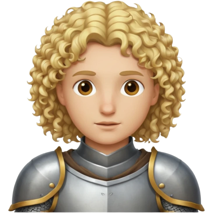 Knight with blonde hair and curly hair no mustache wearing armor emoji
