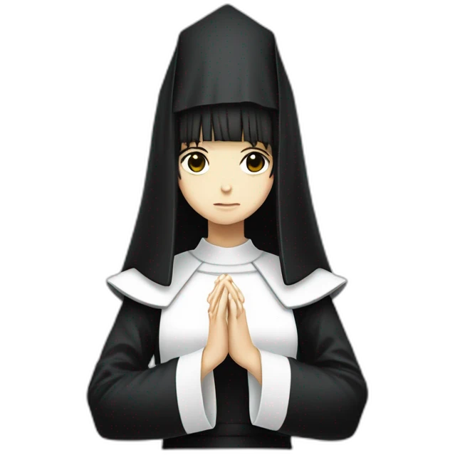 Misa Amane from death note dressed as a nun and praying half turn emoji