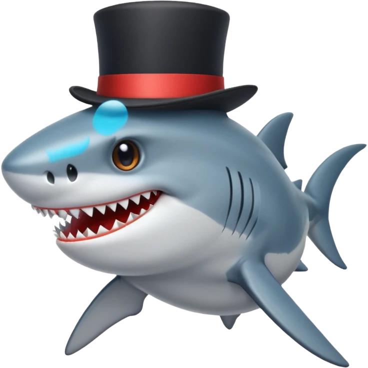 Shark with a top hat emoji