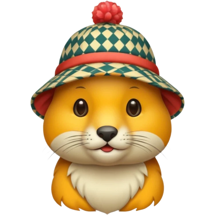 animal wearing patterned hat  emoji