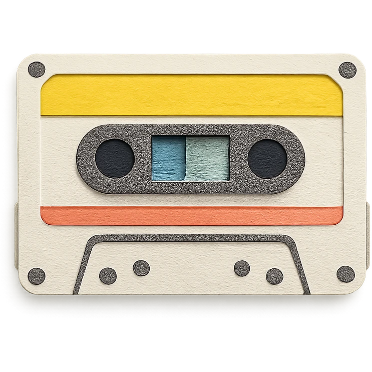 paper craft style cassette tape emoji