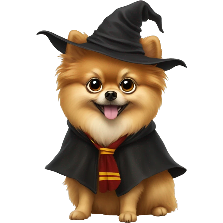Pomeranian dressed as Harry Potter emoji