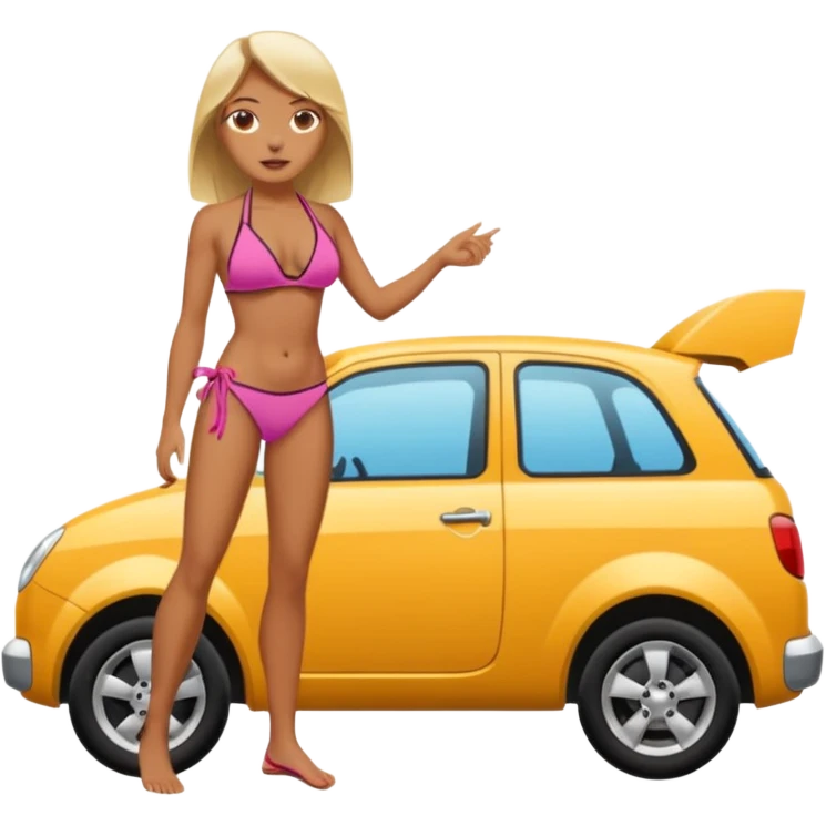 Girl in a bikini crushing a car under her foot emoji