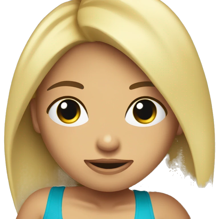 Chica rubia de cuerpo entero con bikini azul  emoji