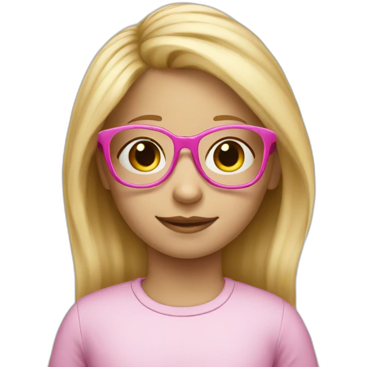 blond child girl with blond hair and pink glasses emoji