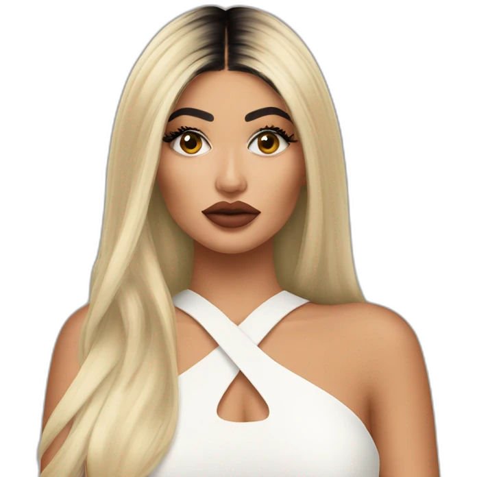 Kylie Jenner, who is thinking with her finger on her lips emoji