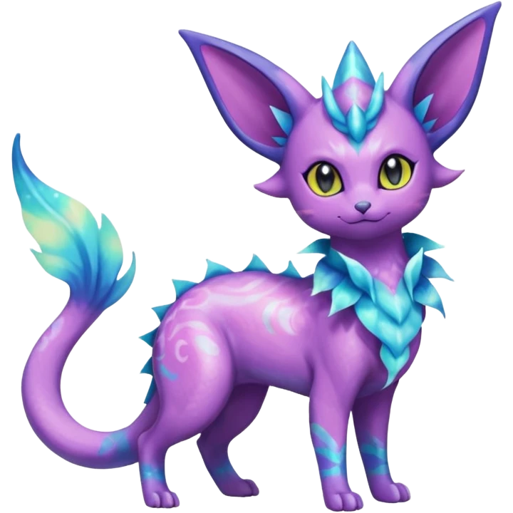 Shiny Nebulae Purrloin-Espeon-Lumineon-Vaporeon-Amaura-Dragonair-Fakémon-hybrid-creature (full body)  emoji