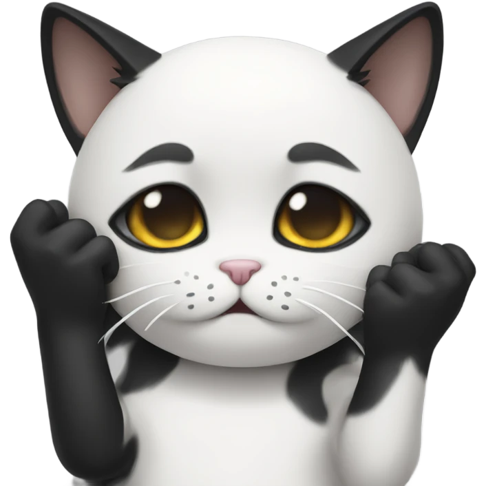 Black and white cat giving a face palm emoji