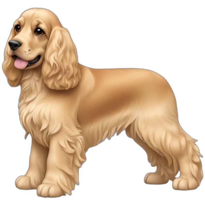 Dog-english-cocker-spaniel-full-body-mujer-rubia-pelo corto emoji