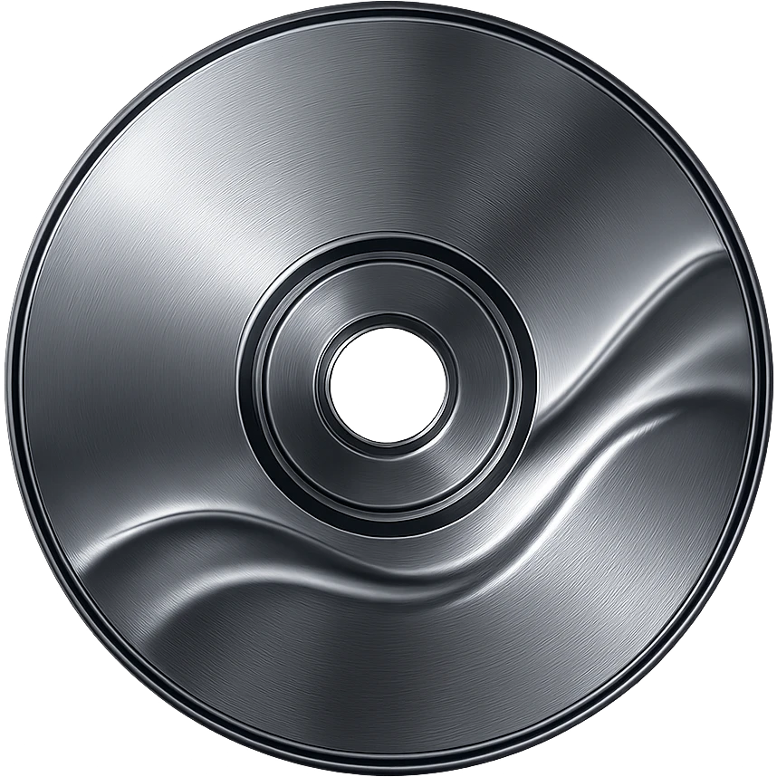 A minimalist CD disc with wave pattern, glowing effect, blue color emoji