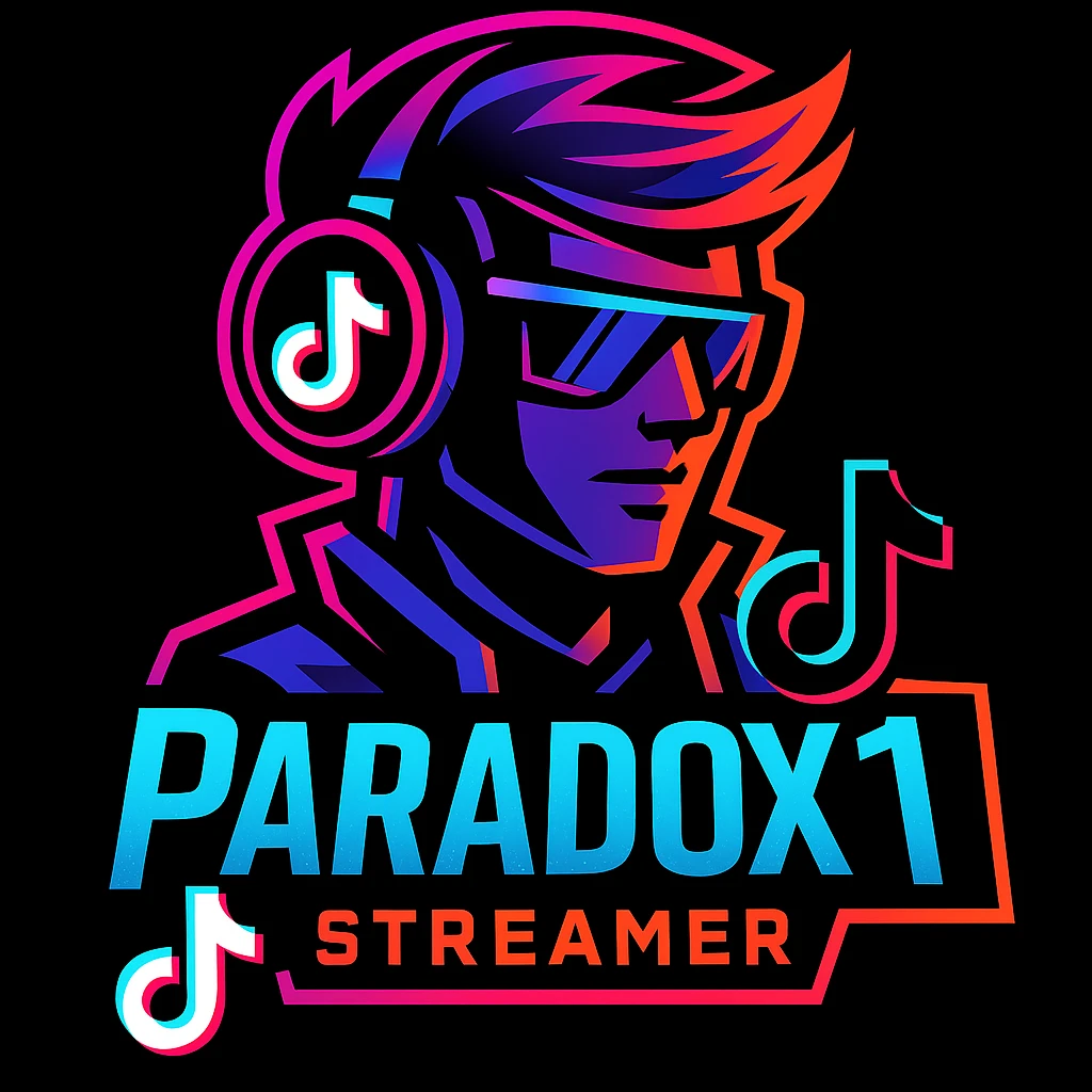 Add the TikTok icon to this ParadoX1 logo, keeping the neon cyberpunk style and bold colors emoji