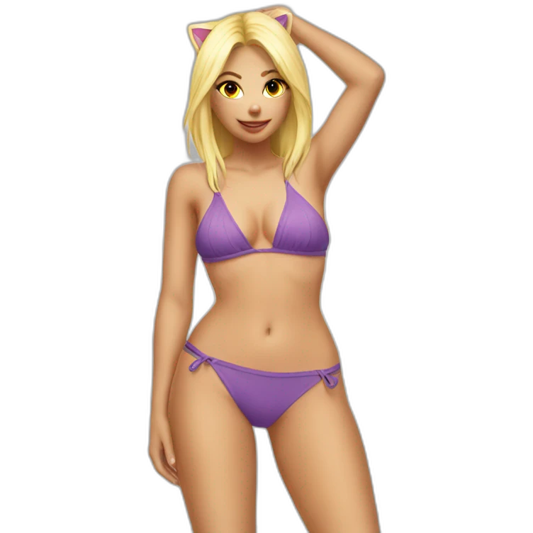 hot catgirl blonde swim suit emoji