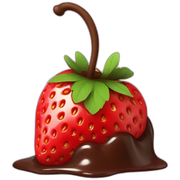 Strawberry in melted Brown chocolate emoji