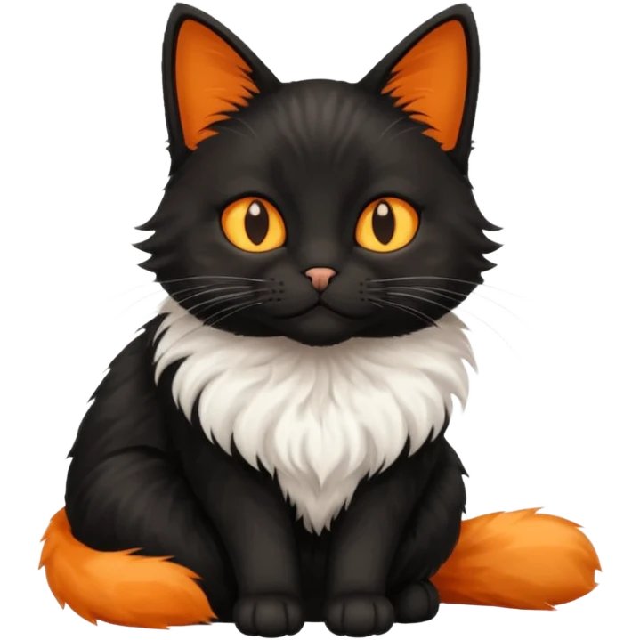 Gato preto com laranja e branco  emoji