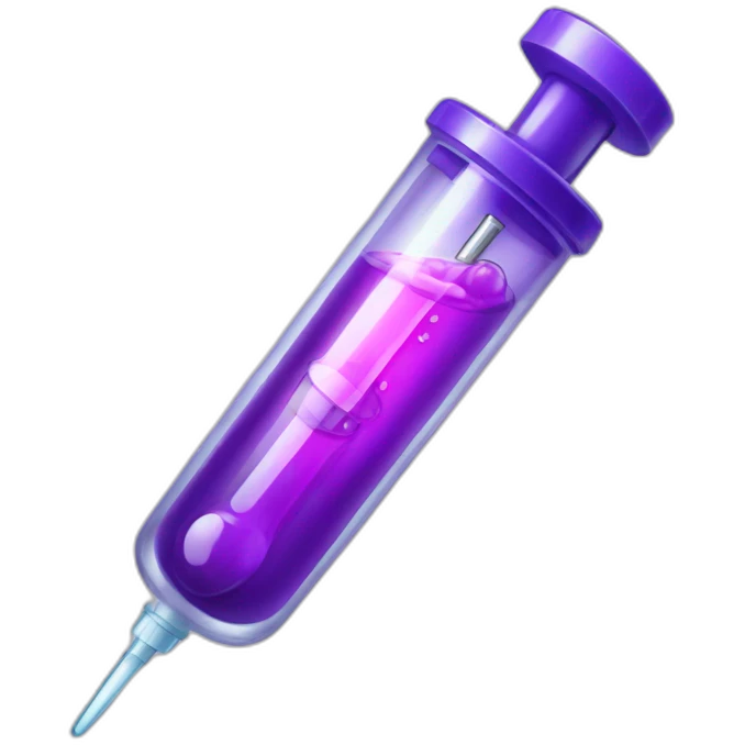 medical syringe containing a violet liquid emoji