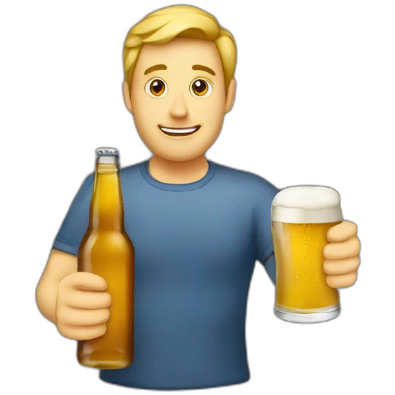 an-animated-bottle-of-beer-with-a-glass-of-beer-in-hand emoji