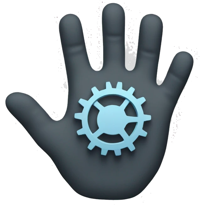 a hand with a gear emoji