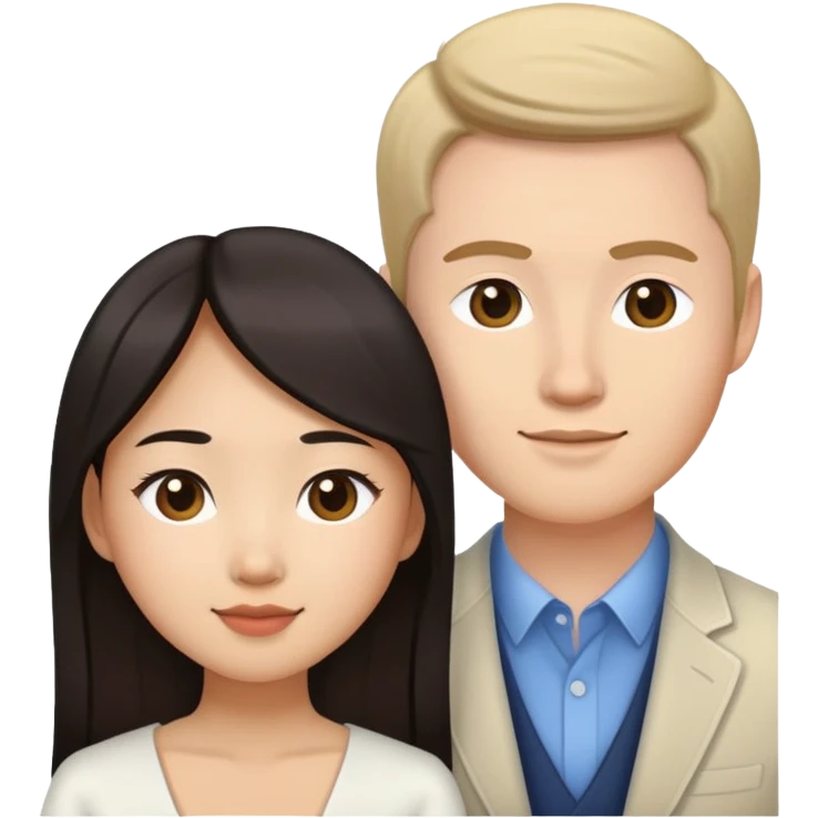 Asian girl and white guy married couple emoji