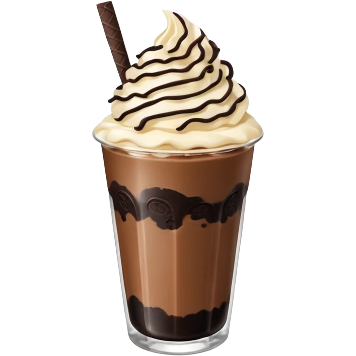 Vaso de vidrio con Frappé de galleta oreo y agregar un popote emoji