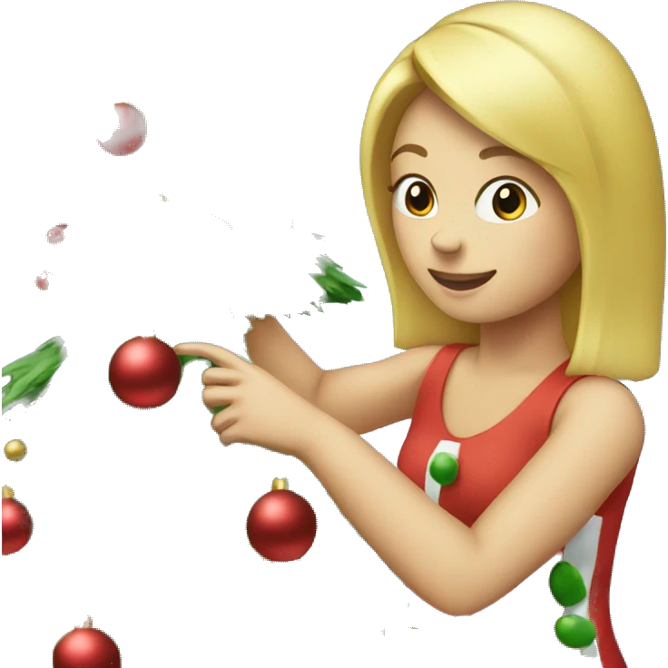 Blond Girl decorating a Christmas tree emoji