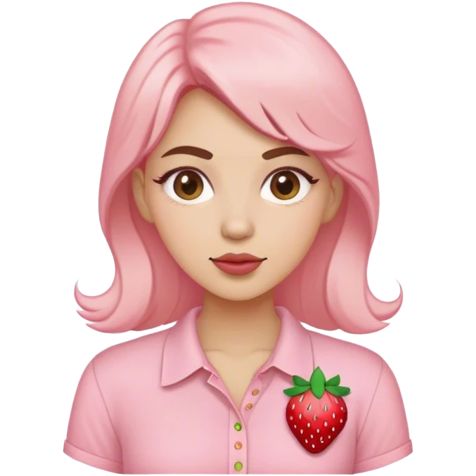 pastel pink women's shirt with a strawberry embroidered in the center emoji