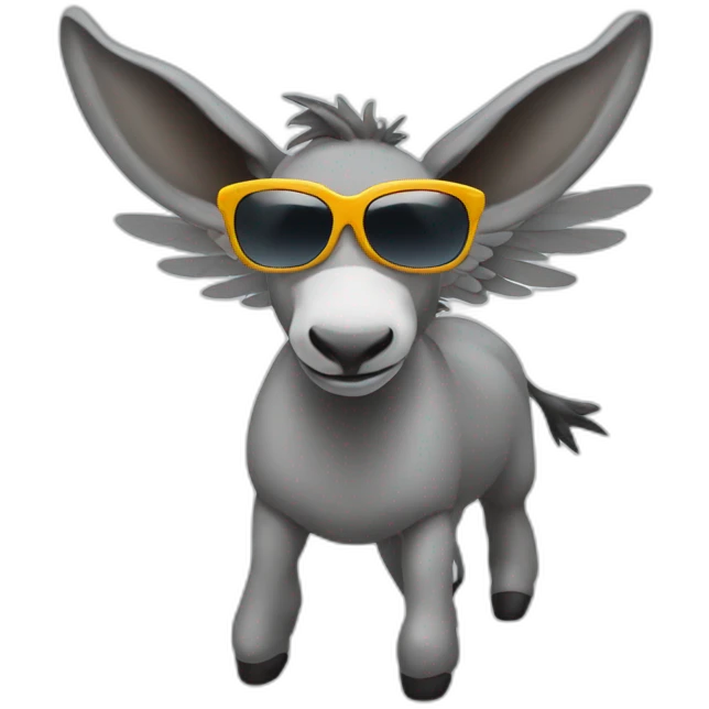 flying donkey with wings and sunglasses emoji