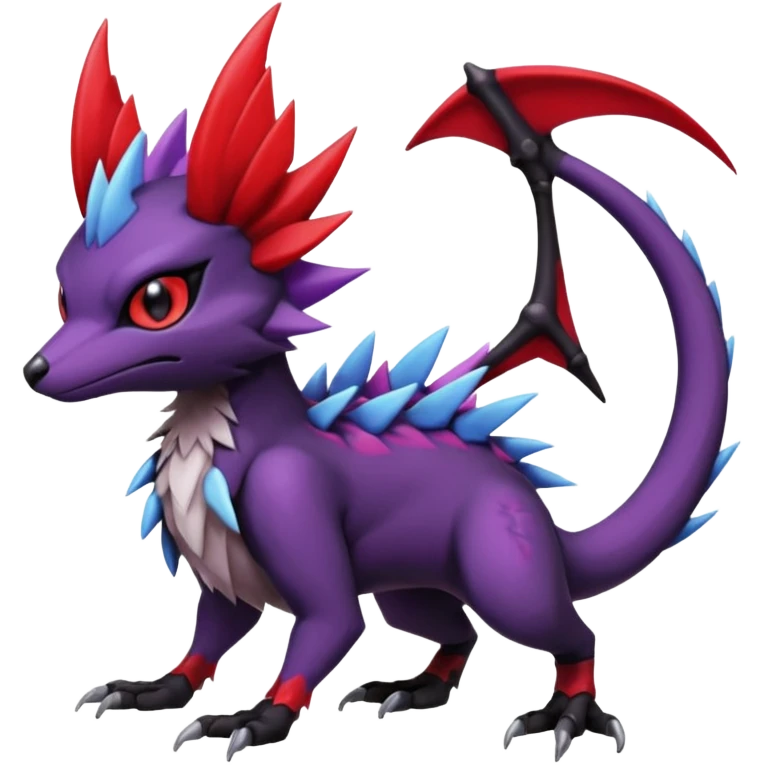 Dark edgy cute black red purple Noibat-Noivern-Nargacuga-Trico-Silvally-Draco-Fakémon-Pokémon-hybrid-fusion emoji