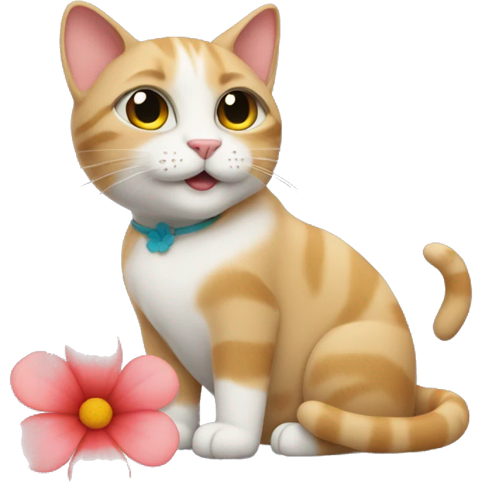 A cat With a flower emoji