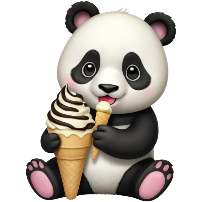 Panda eating ice cream emoji