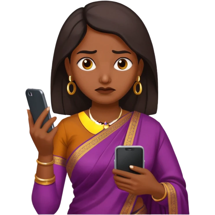 generate an indian female teacher calling on mobile. looking mad. Dressed in a saree emoji