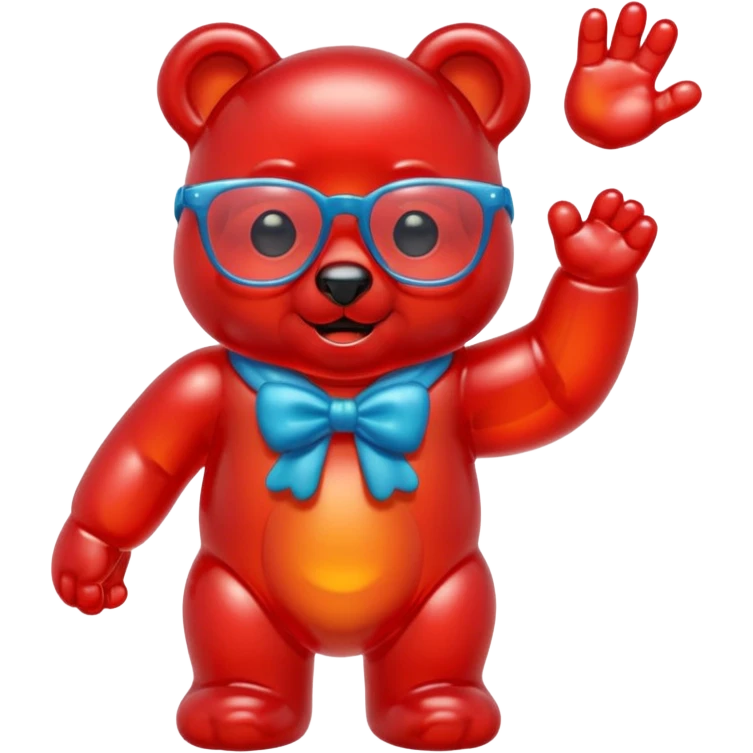 gummy bear with glassess, only head and arm emoji