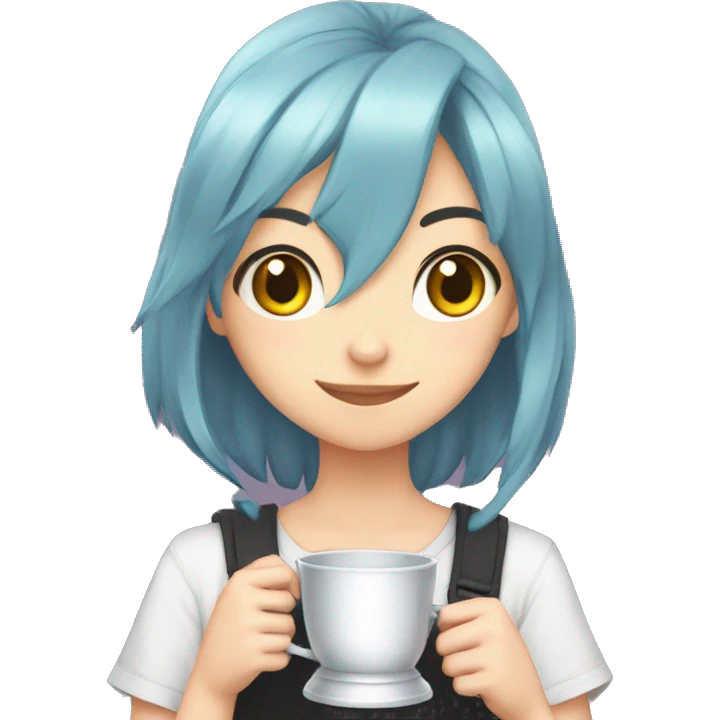 cat anime gamer girl with win cup emoji