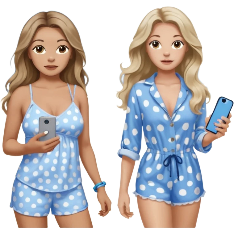 Three pretty women in beach clothes one walking a blue and gray spotted Merle Frenchie, one walking a black chihuahua puppy, one holding iPhone, hazel eyed light skin with dark blonde long hair and light light skin hazel eyed long wavy brown hair, blue eyed light skin long blonde hair  emoji