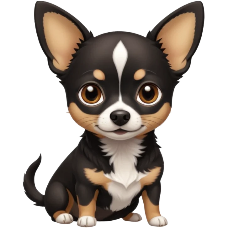 Very Dark black Chihuahua with white markings On the neck emoji