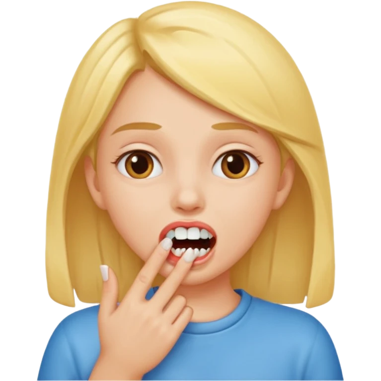 Girl gritting teeth hands on her mouth emoji