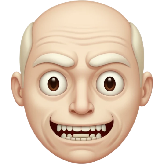 Creepy man with big mouth and no nose and ears emoji